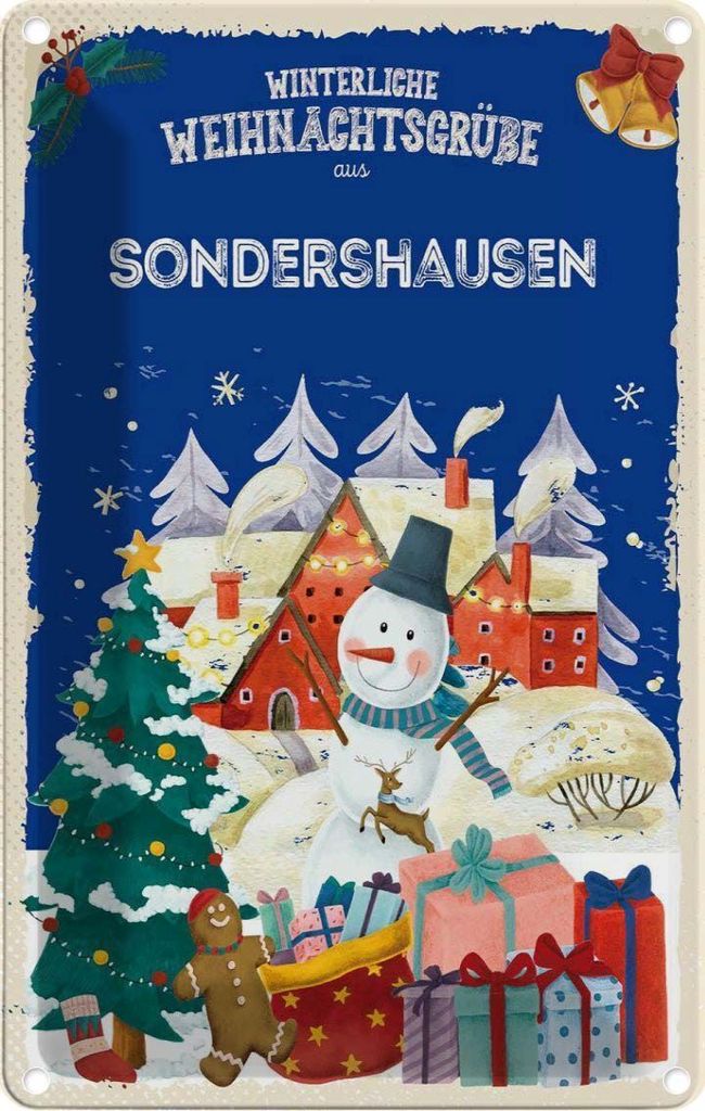 vianmo Blechschild 18x12 cm Weihnachtsgrüße aus SONDERSHAUSEN Weihnachten
