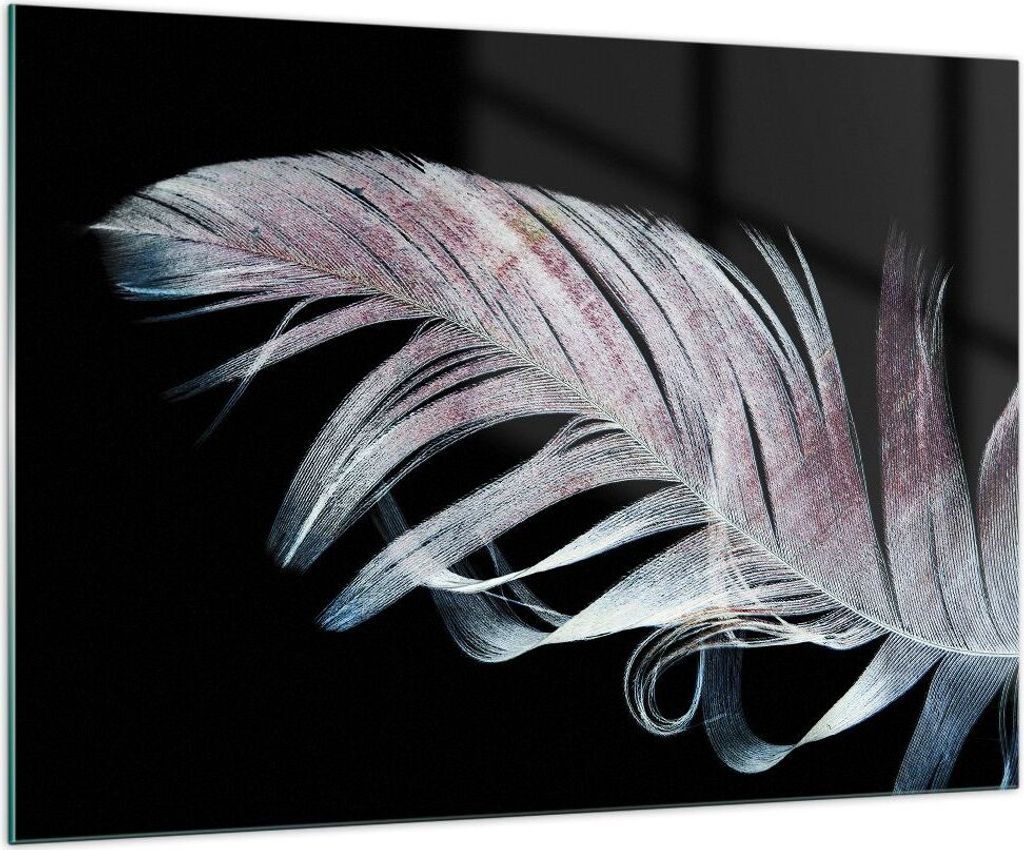 Bilder auf glas - Einteilig - Feder die Farben Zartheit - 100x70cm - Glasbilder - Wandbilder - Bilder - Wanddekoration aus Glas - Glas Bilder - Wan...