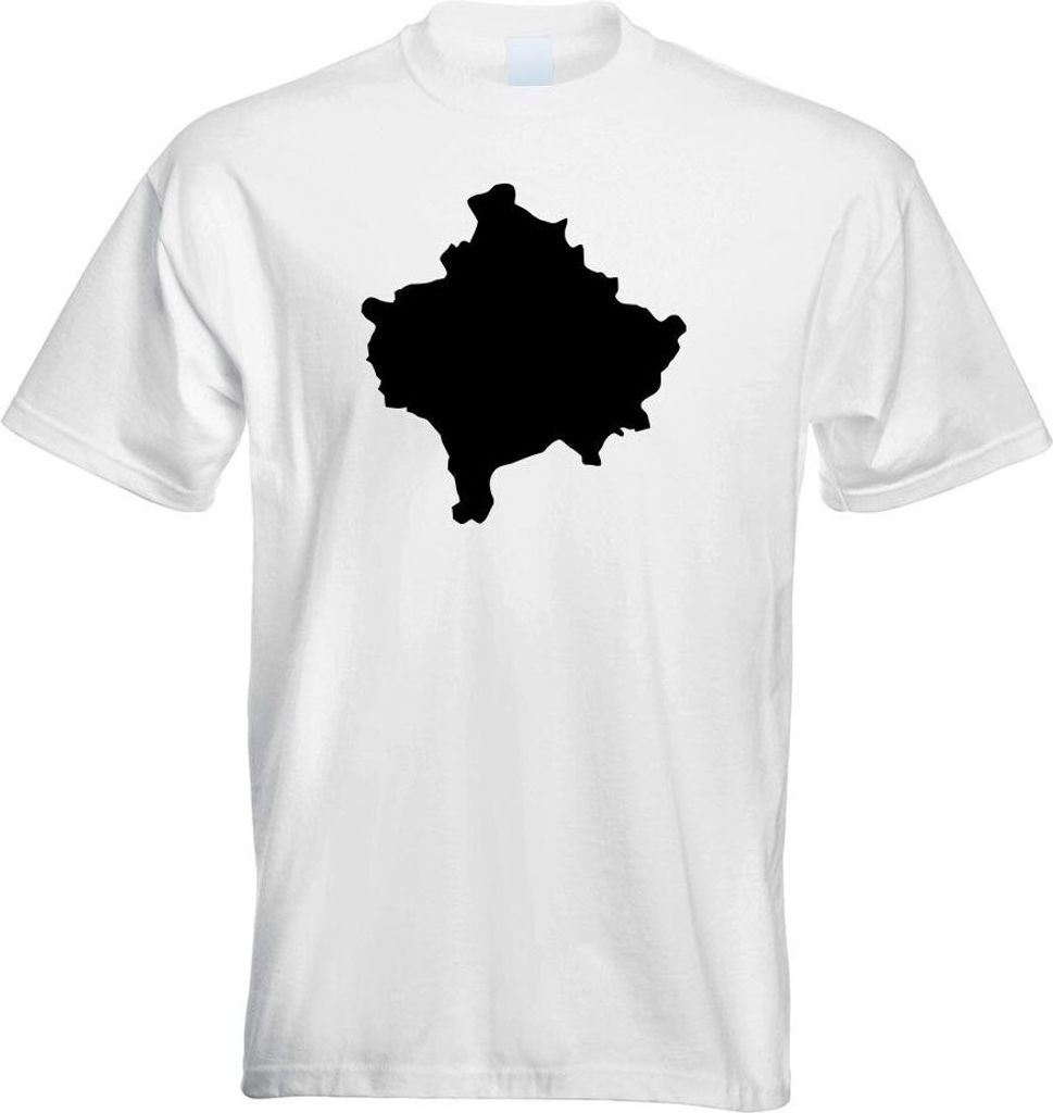 Kiwistar - T-Shirt - Weiss - Kosovo Umriss Kontur Herren Funshirt Bedruckt Design Sprüche Spruch Motive - mit Motiv Bedruckt - Funshirt Design - S...