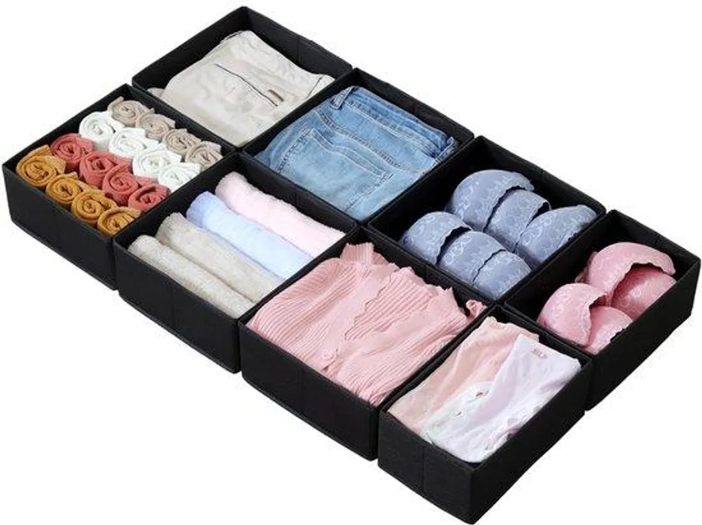 Rangement sous le lit pour Vêtements et Couettes - 8 Boîtes Noires