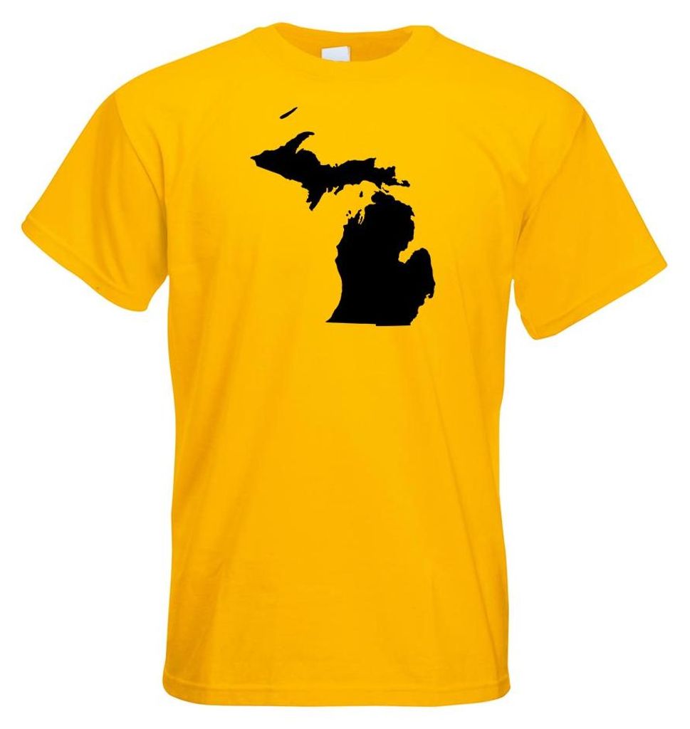 Kiwistar - T-Shirt - gelb - USA - Bundesstaat - Michigan Herren Funshirt Bedruckt Design Sprüche Spruch Motive - mit Motiv Bedruckt - Funshirt Des...