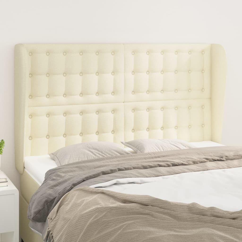 The Living Store Kopfteil mit Ohren Creme 147x23x118/128 cm Kunstleder