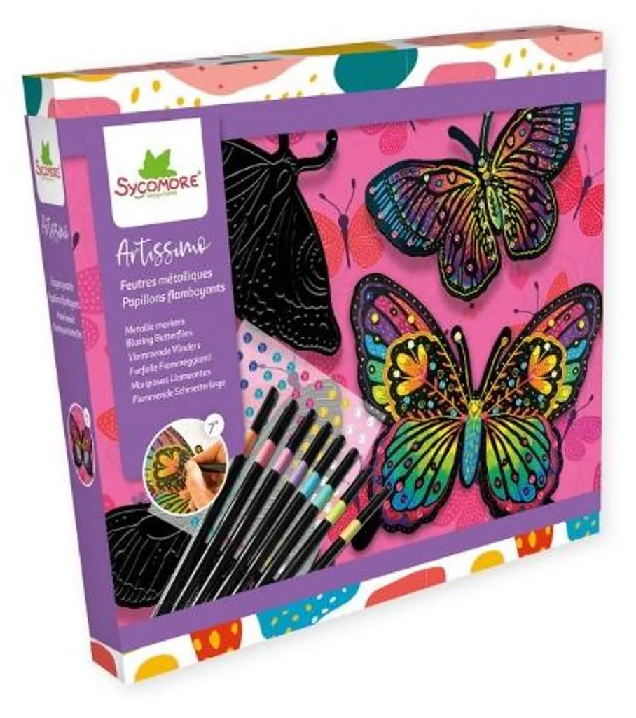 Jeu Créatif Enfant : Set de Coloriage Métallisé Papillons Sycomore