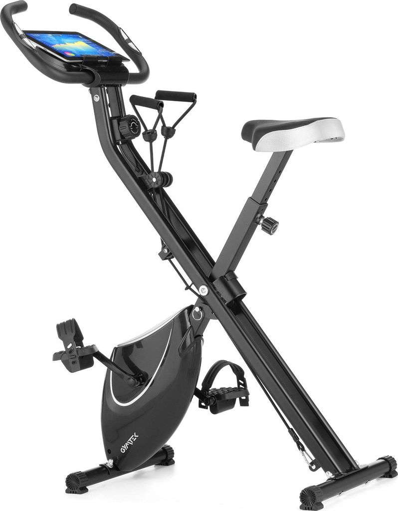 Gymtek Klappbar Magnetischer Heimtrainer Fahrrad für Zuhause - bis 120kg - 8 Widerstandsstufen, 4kg Schwungmasse - LCD Display - für Home Gym F...