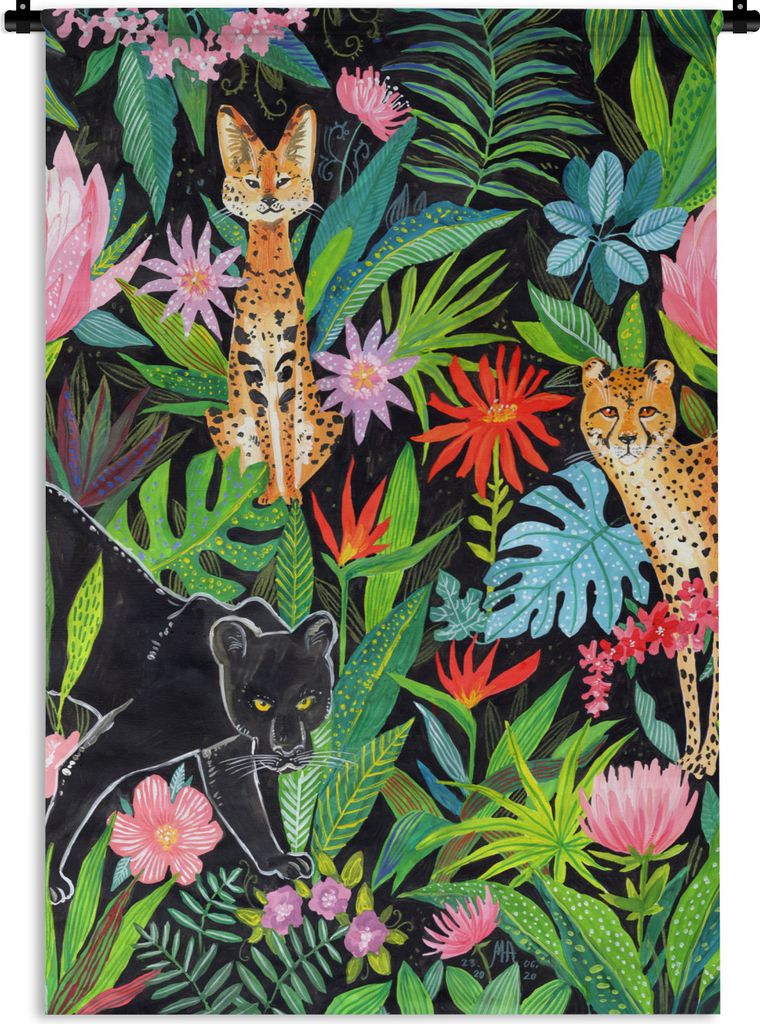 MuchoWow Wandteppich Wandbehang Dschungel - Tiere - Pflanzen 120x180 cm Tapisserie Dekoration Wandtuch - Schlafzimmer - Dekorationen für das Haus