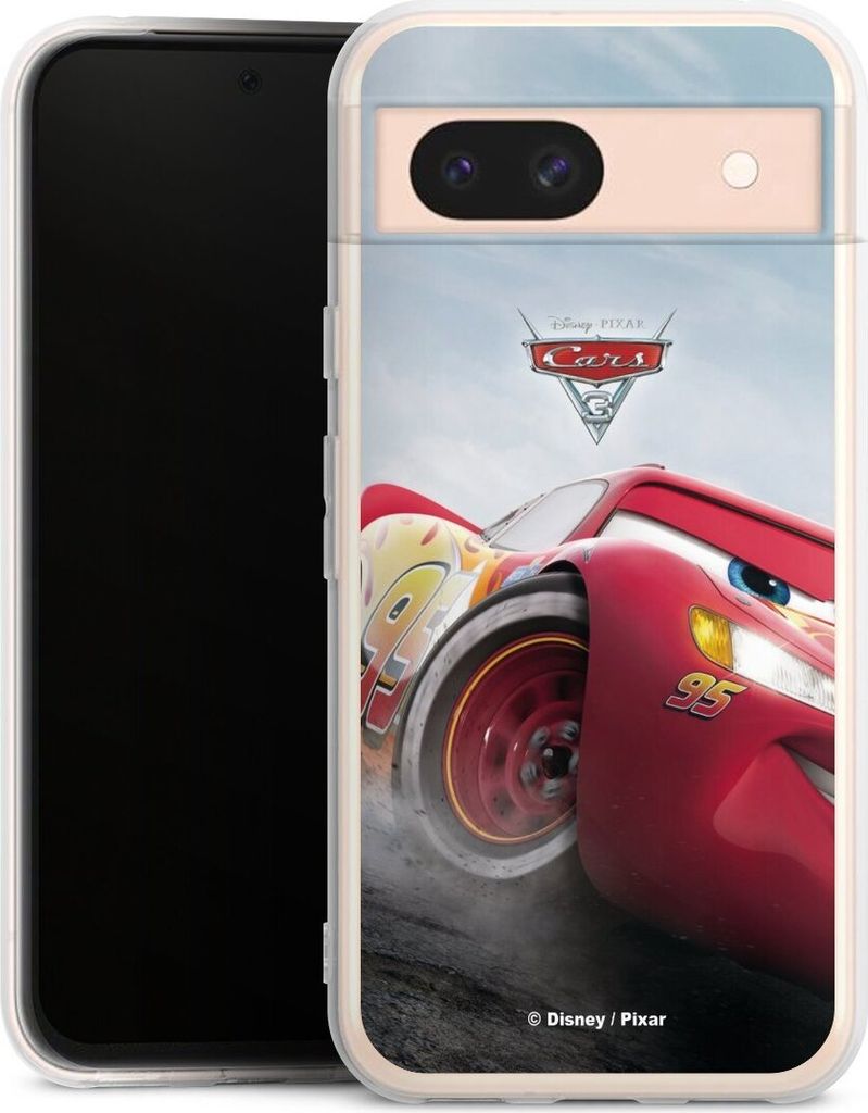 DeinDesign Handyhülle für Google Pixel 8a Silikon Hülle Case Smartphone Schutzhülle Cars Lightning Mcqueen 95 Offizielles Lizenzprodukt