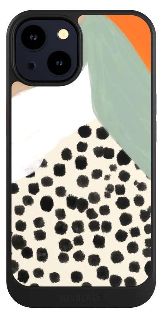 NIVOCASE Hülle für Apple iPhone 14 Handyhülle NIVOcore Case Schwarz Abstrakt Boho Kunst