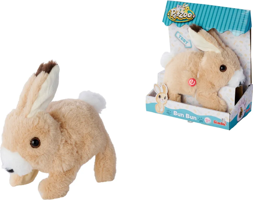 Simba 105890156 PetZoo BunBun Peluche Lapin Interactif pour Enfant