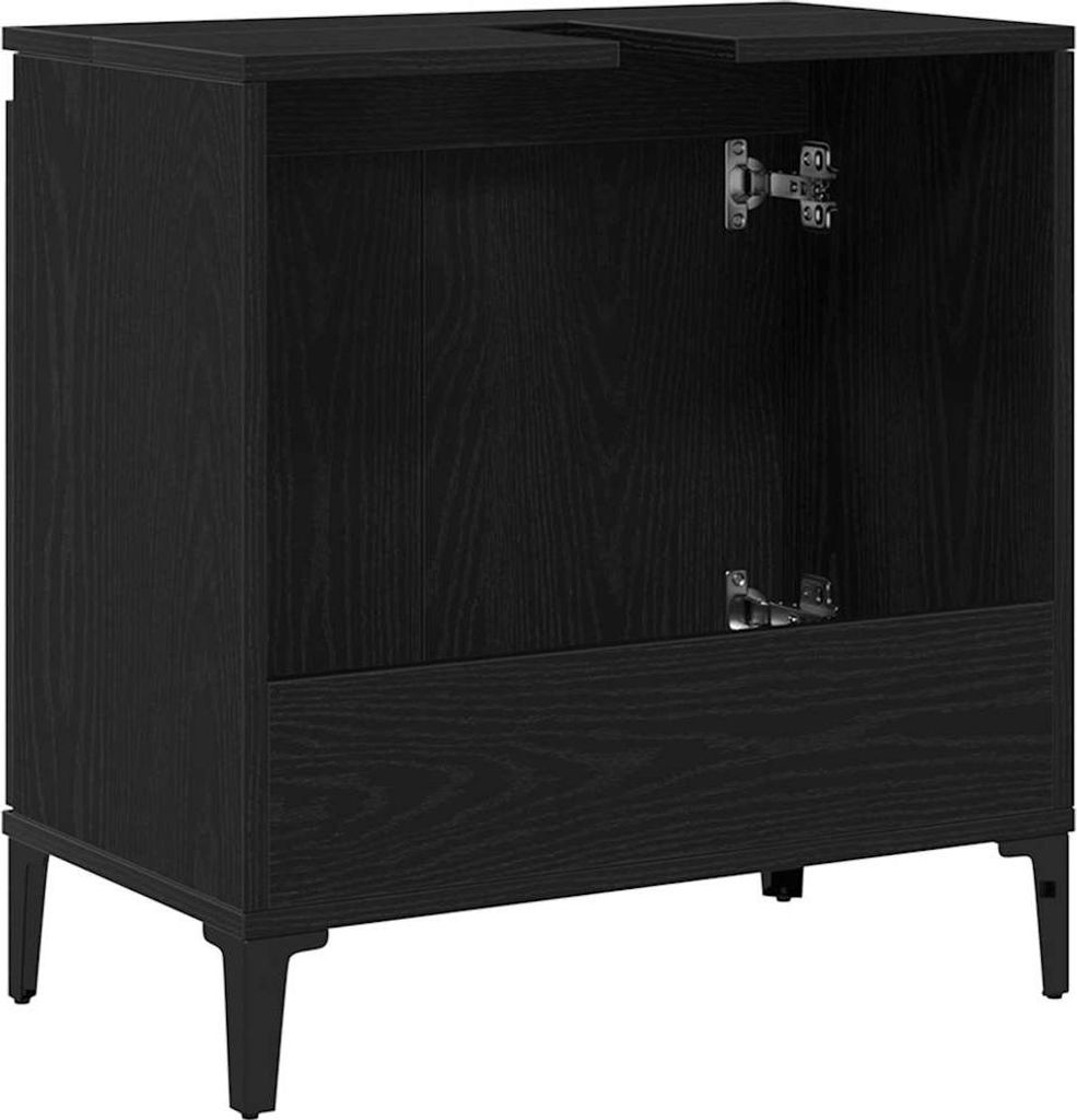 Waschbeckenschrank mit Tür Schwarz Eichen-Optik 58 x 33 x 60 cm