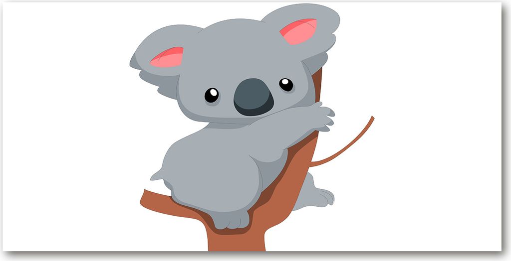 Tulup Glas-Bild -140x70- Wandkunst Dekorative Wand für Küche & Wohnzimmer - Tiere - Koala Baum - Grau