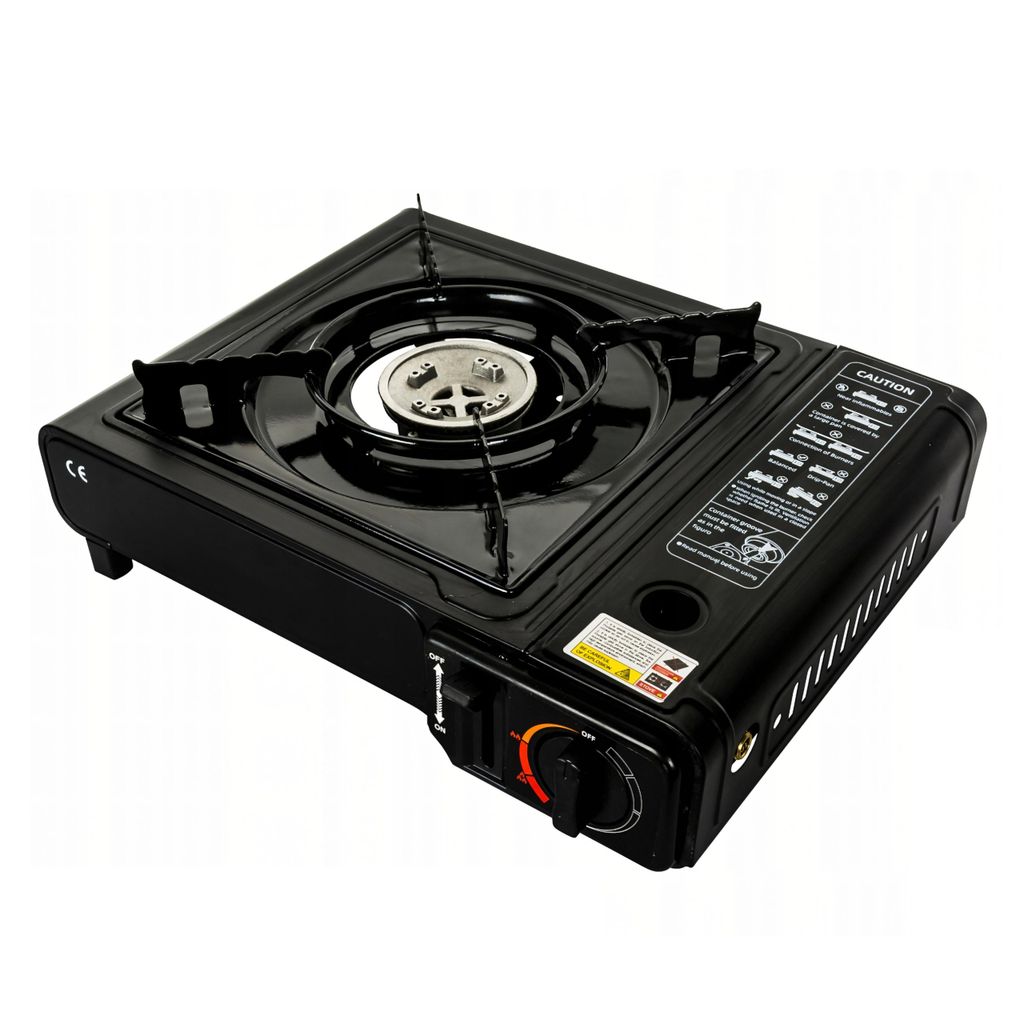 Campingkocher 2in1 Gas 2500W | Tragbarer Gaskocher mit Piezozündung, für Kartusche & Gasflasche | Outdoor Kocher inkl. Koffer & Windschutz