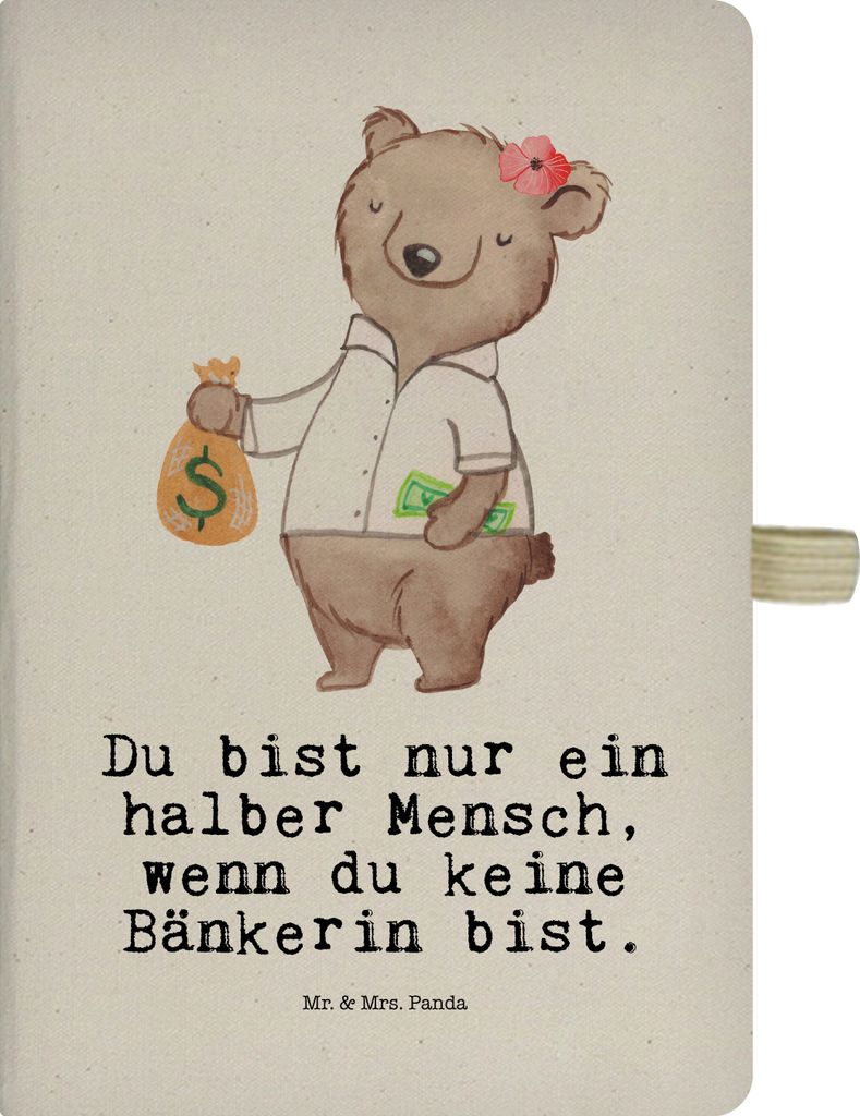 Mr. & Mrs. Panda Reisetagebuch Bänkerin Herz - Transparent - Geschenk, Kladde, Ausbildung, Spruch, notizbuch, A5, Bankangestellte, Hardcover, Lust...