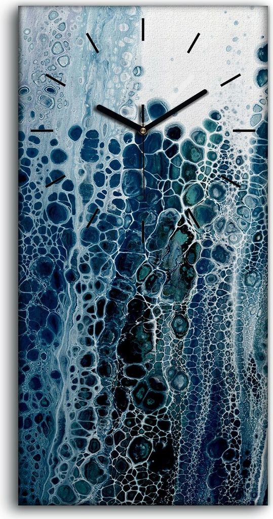 Wanduhr Bürouhr Leinwand Bild Geräuschlos 30x60 Aquarell Abstrakte Kunst - schwarze Hände
