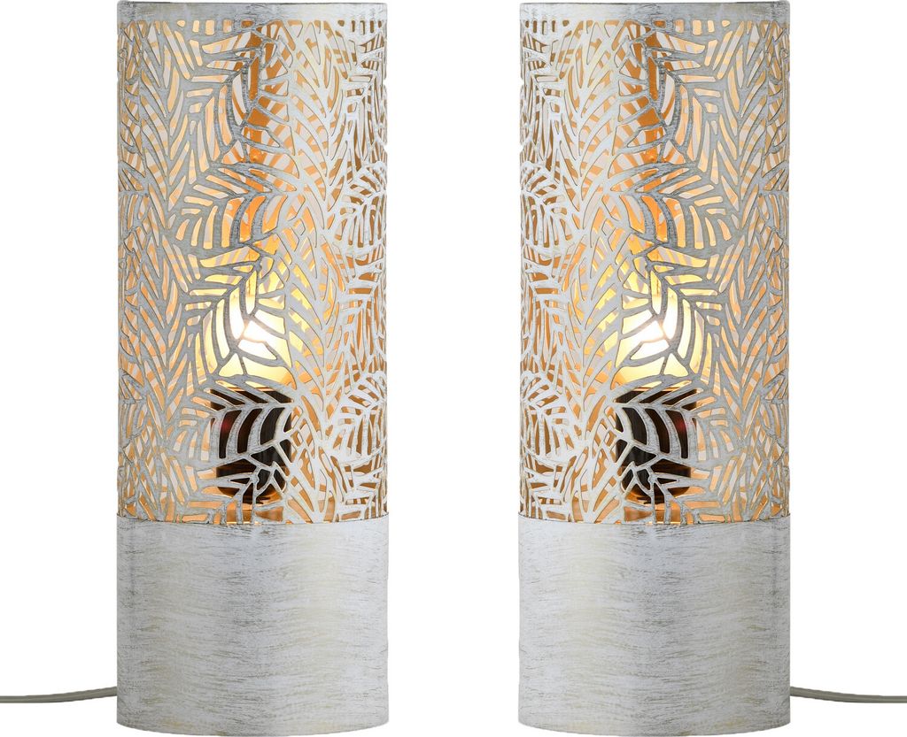 Marrakesch 2er Set Tischlampe Nachttischlampe 34cm groß | Boho Deko Lampe im Wohnzimmer Schlafzimmer oder Kinderzimmer | Skandinavische Tischleuch...