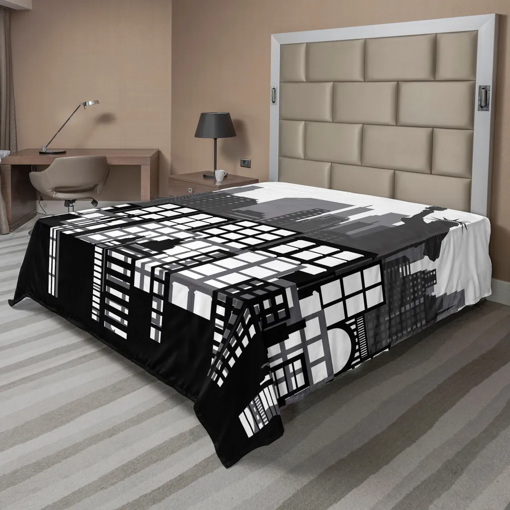 Drap plat ABAKUHAUS Statue de la Liberté noir en tissu doux 266x260 cm