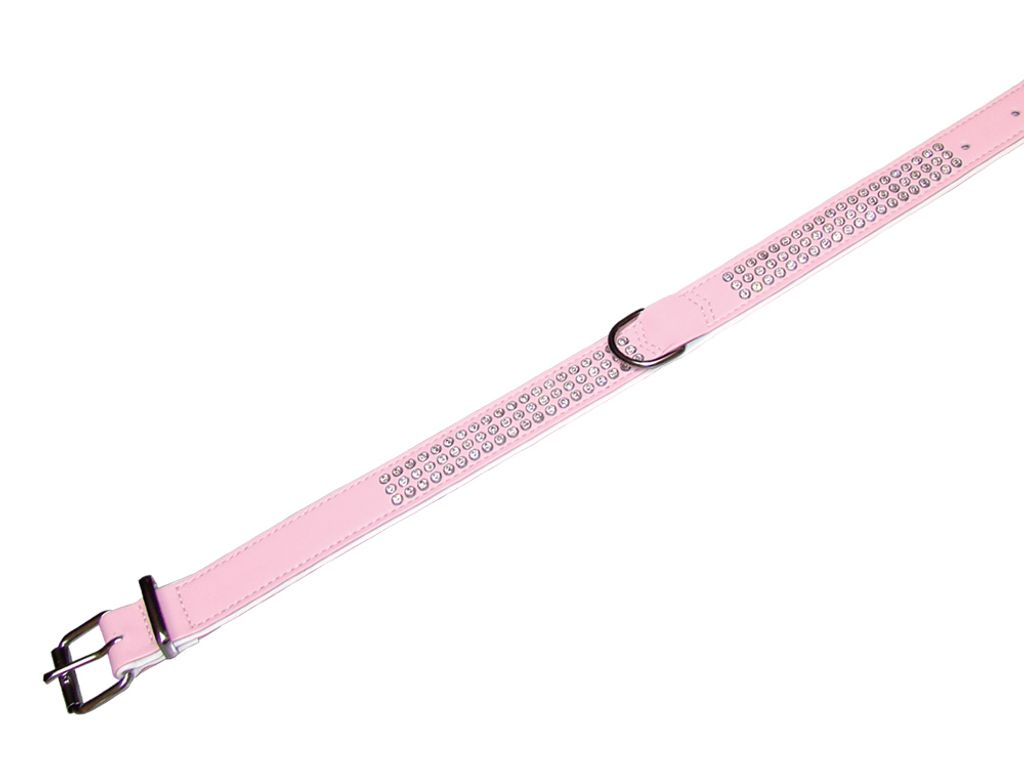 Nobby Halsband "Crystal" dreireihig 47 cm (35-41 cm), 22/24 mm rosa / weiß