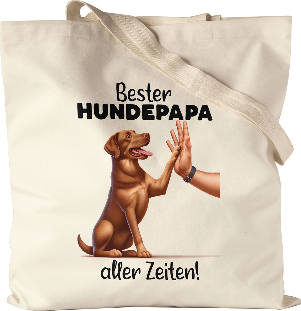 Bester Hundepapa aller Zeiten Hund und Hand High Five Jutebeutel - Liebevolles Geschenk