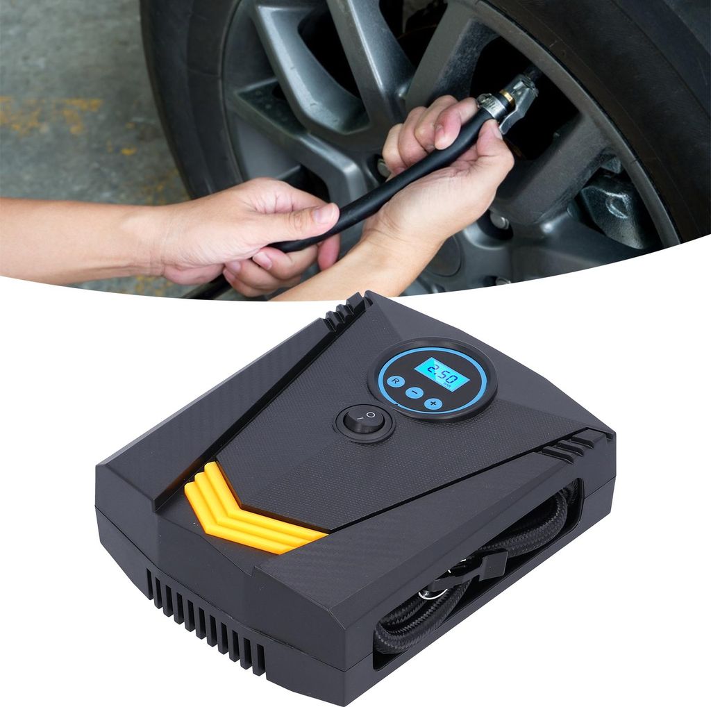 120 W Reifenfüller, Digitalanzeige mit LED-Licht, tragbar, automatisch, für Auto, Fahrrad, Motorrad, 12 V