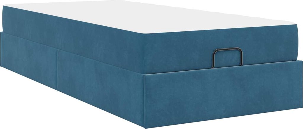 Bettgestell mit Matratze mit Matratze 2 pcs Blau Samt