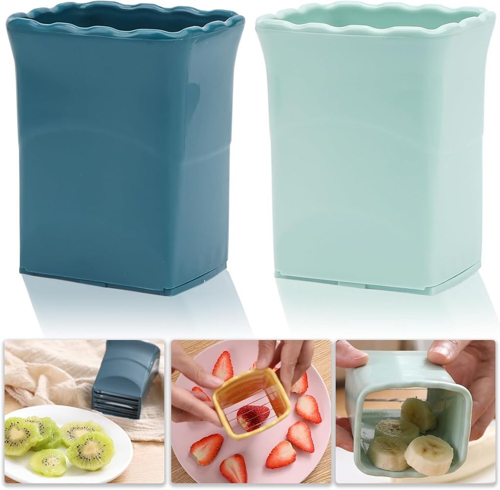 2 Stück Becherschneider, Eierschneider aus Edelstahl, Erdbeerschneider, Mini-Obstschneiderbecher, schnelle Zubereitung von Obst- und Gemüsesalat,...