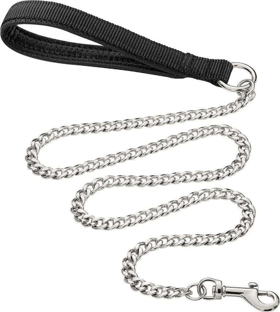 Hundeleine aus Metall mit weichem Griff für große und mittelgroße Hunde (180 cm x 3 mm)