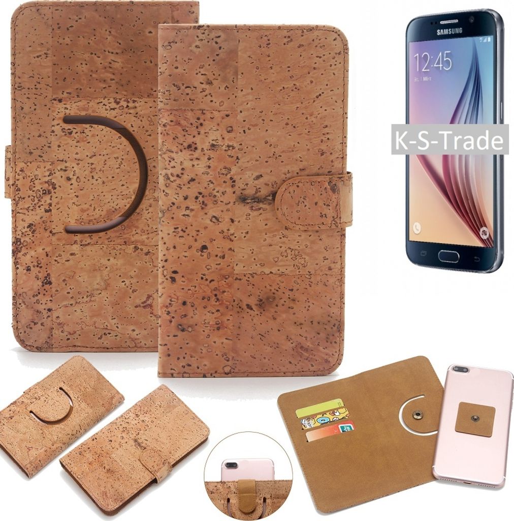 K-S-Trade Handy Hülle Schutz Hülle kompatibel mit Samsung Galaxy S6 Handyhülle Schutzhülle Korkhülle Kork-Hülle 1x