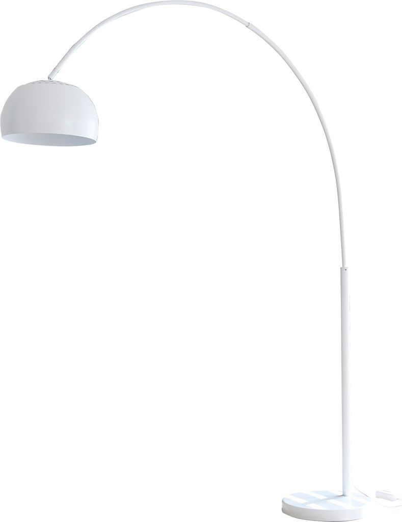 SalesFever Bogenlampe 195 cm | Ø Lampenschirm 33 cm | echter Marmorfuß | B 165 x T 33 x H 195 cm | weiß lackiert