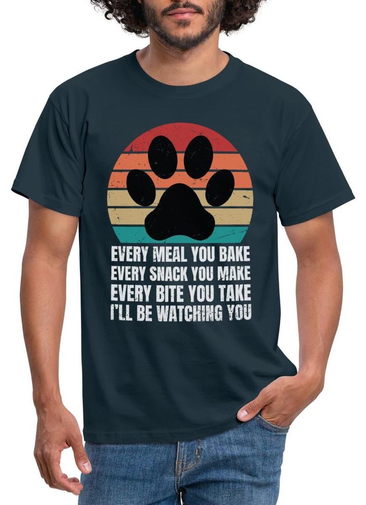 Spreadshirt I’ll Be Watching You | Hundepfote Männer T-Shirt, S, Navy