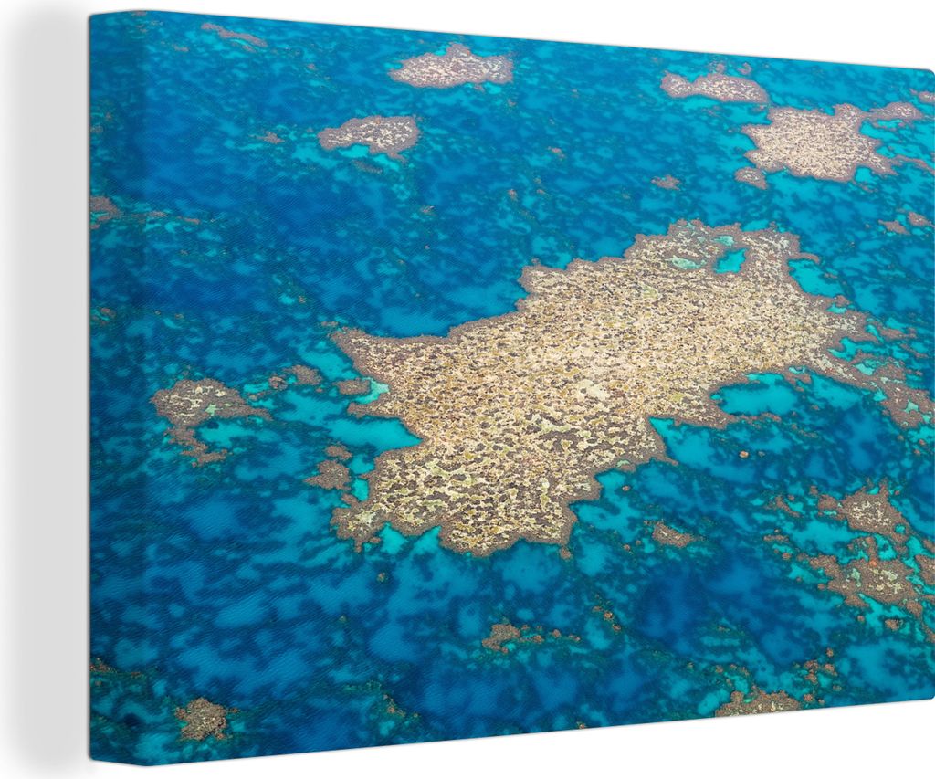 OneMillionCanvasses - Leinwandbilder - 140x90 cm, Ein Teil des Great Barrier Reefs von oben, Wandbilder Kunstdruck Wanddekoration - Foto auf Lein...