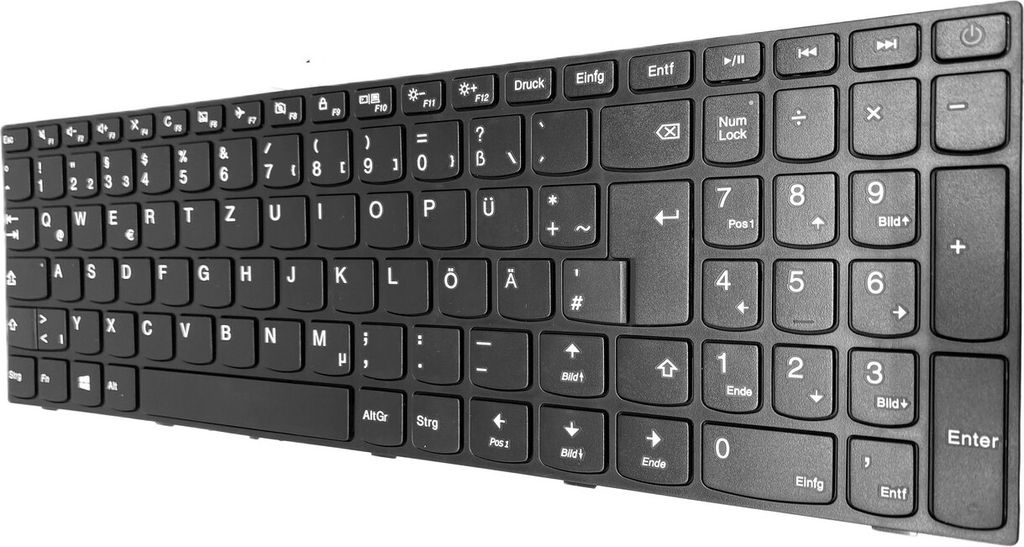 DEUTSCHE-Tastatur Keyboard Schwarz Rahmen kompatibel für LENOVO IdeaPad 110-15ISK (80UD0179GE)