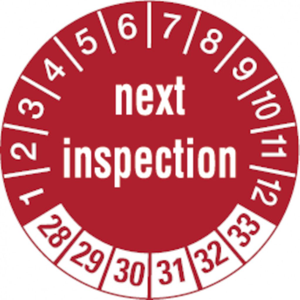 Dreifke Aufkleber | Prüfetikett next inspection ab 28 rot/weiß - 30 mm Folie...