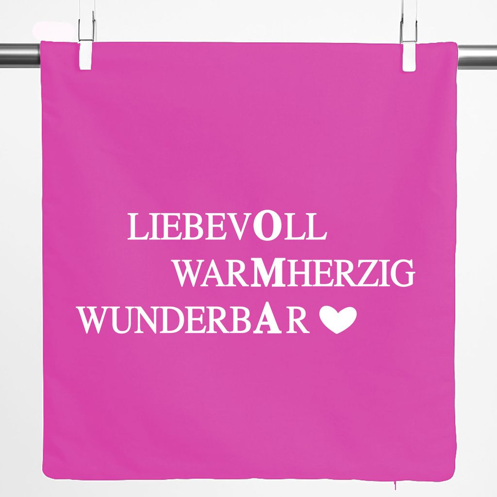 Huuraa Kissenbezug Liebevoll Warmherzig Wunderbar Oma 40x40cm Fuchsia Baumwolle Dekokissenbezug Geschenkidee