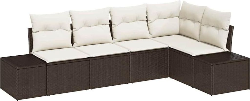 vidaXL Gartensofa-set 5 pcs Braun Poly-Rattan