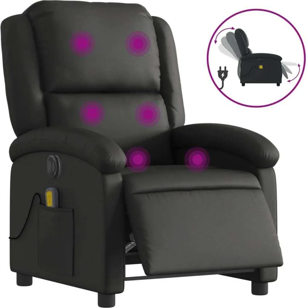 Fauteuil de massage cuir véritable noir : soulagez votre dos et stress