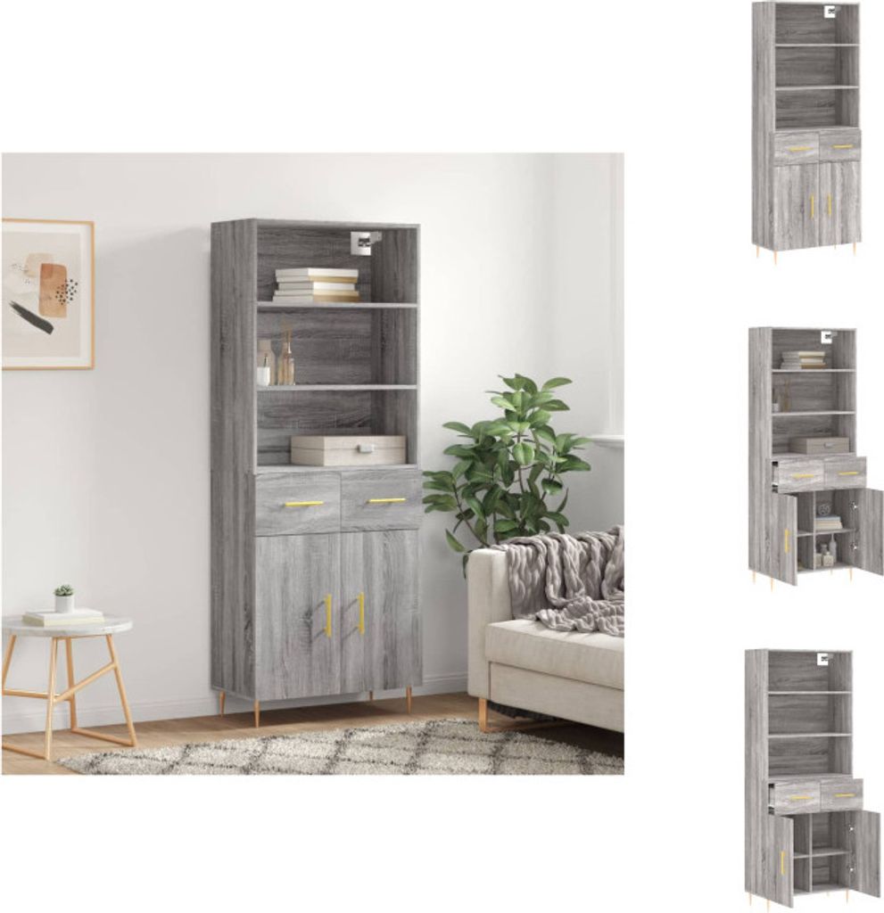 vidaXL Highboard Grau Sonoma 69,5x34x180 cm Holzwerkstoff - Sideboards