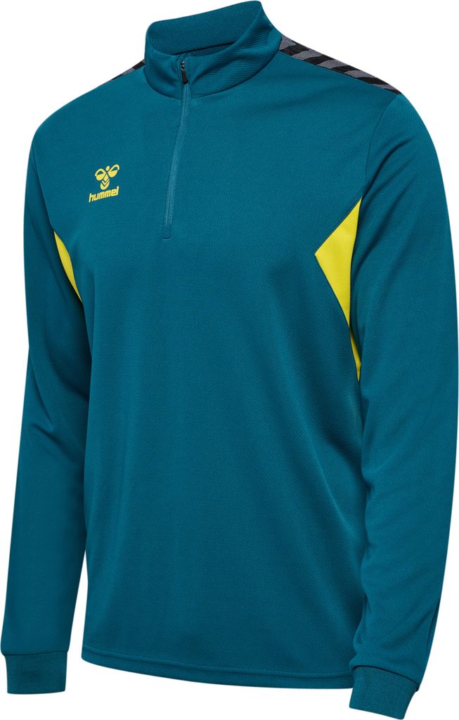 Hummel Hmlauthentic Half Zip Sweatshirt Herren petrol gelb Gr 2XL