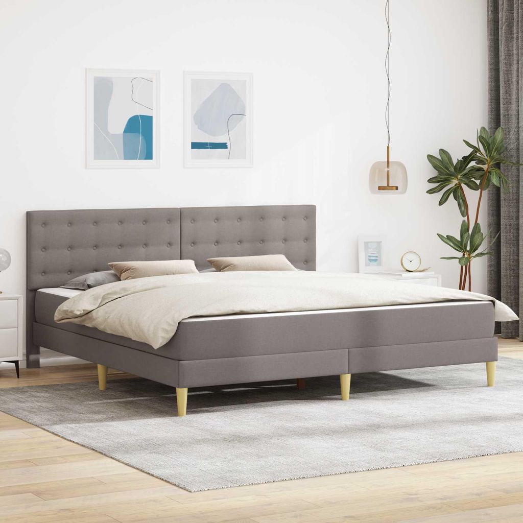 Maison Exclusive - Bettgestell mit Matratze mit Kopfteil Taupe 200 x 200 cm Stoff