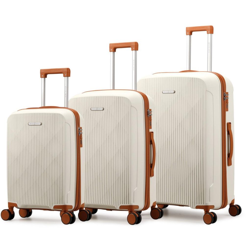 Royal Swiss 3-teiliges Kofferset PP Hartschale 20/24/28 Zoll Reisekoffer Leicht, Kratzfest TSA Schloss 360° Doppelrollen