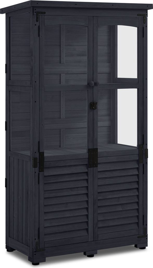 M MCombo Gartenschrank Holz, Gerätehaus Wetterfest Klein, Outdoor Gartenhaus Geräteschuppen für Außenbereich Terrasse Balkon,0120 DGY