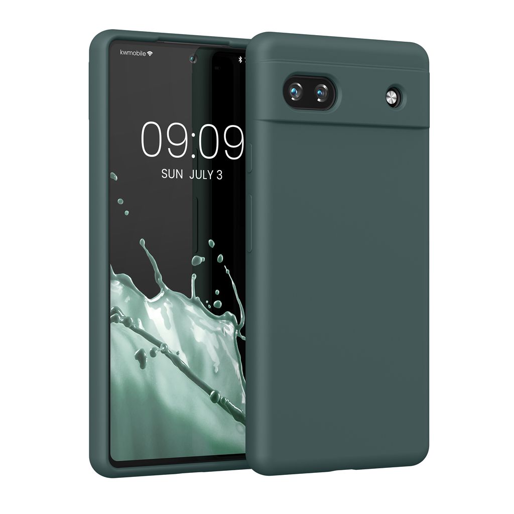 kwmobile Handyhülle für Google Pixel 6a Hülle, für Pixel 6a Case - Hülle Silikon - kabelloses Laden - Blaugrün