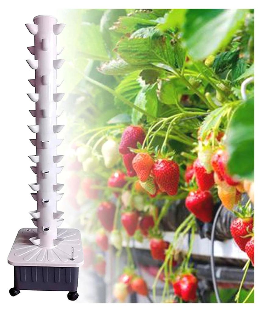 Hydroponisches Anbausystem für den Garten, Vertikaler Turm für Kräuter, Obst und Gemüse (45 Löcher)