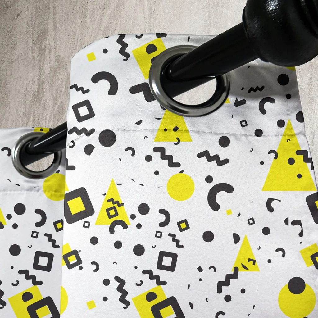 Rideau tamisant pour vis-à-vis jaune et noir style Memphis 280x245 cm - 3