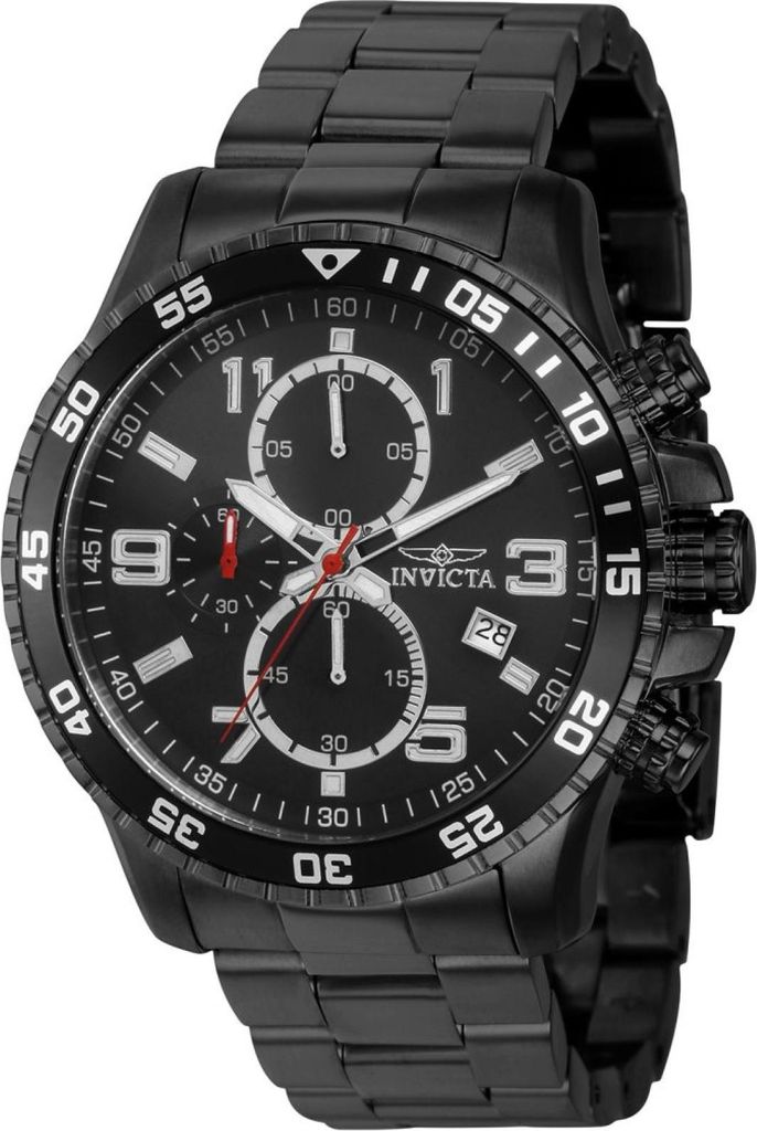 Invicta Specialty 36985 Herrenarmbanduhr - Quartz Uhrwerk - Edelstahl mit Schwarzem Zifferblatt - 45 mm