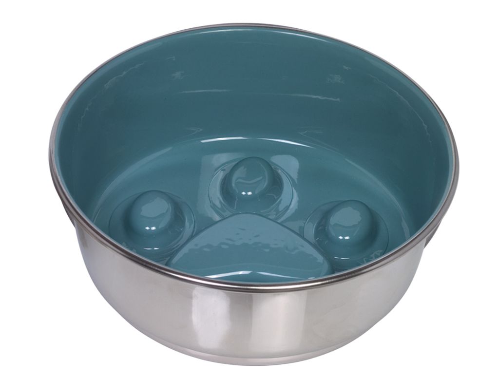 Nobby Anti-Schling Edelstahlnapf "PAW", rutschfest 20 cm 1,60 ltr, graugrün