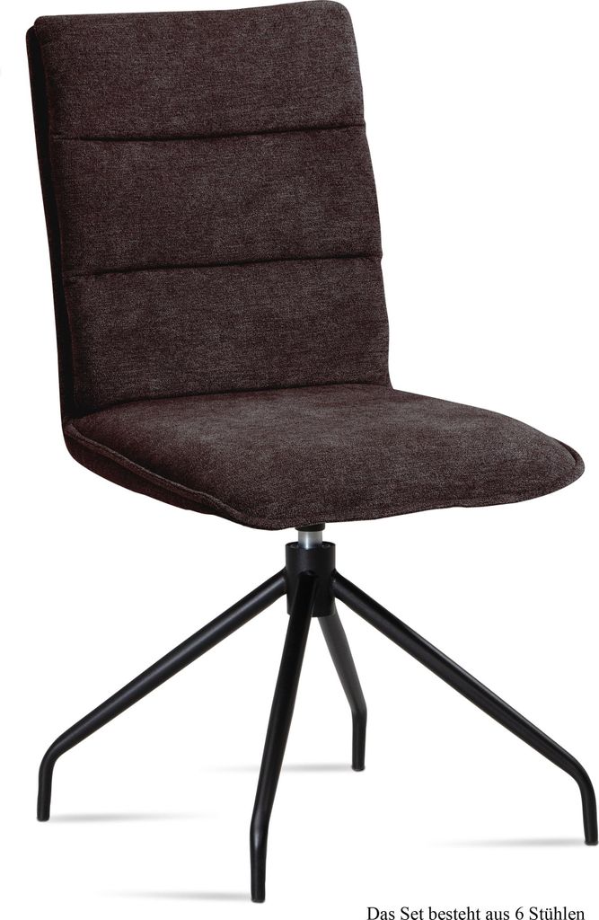 Esszimmerstuhl drehbar (6er-Set) Donata 47x92x60 Schwarz/Espresso
