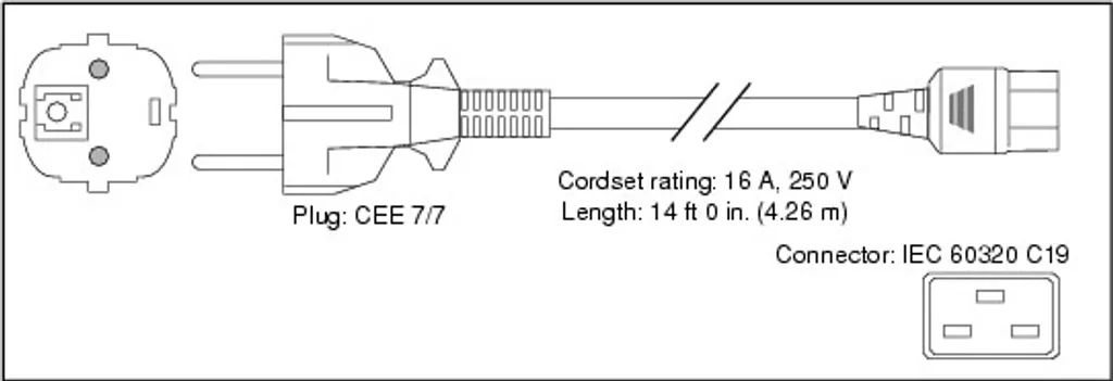 Câble Électrique 4,26m Cisco CAB-AC-2500W-EU= Connecteur C19 Robuste