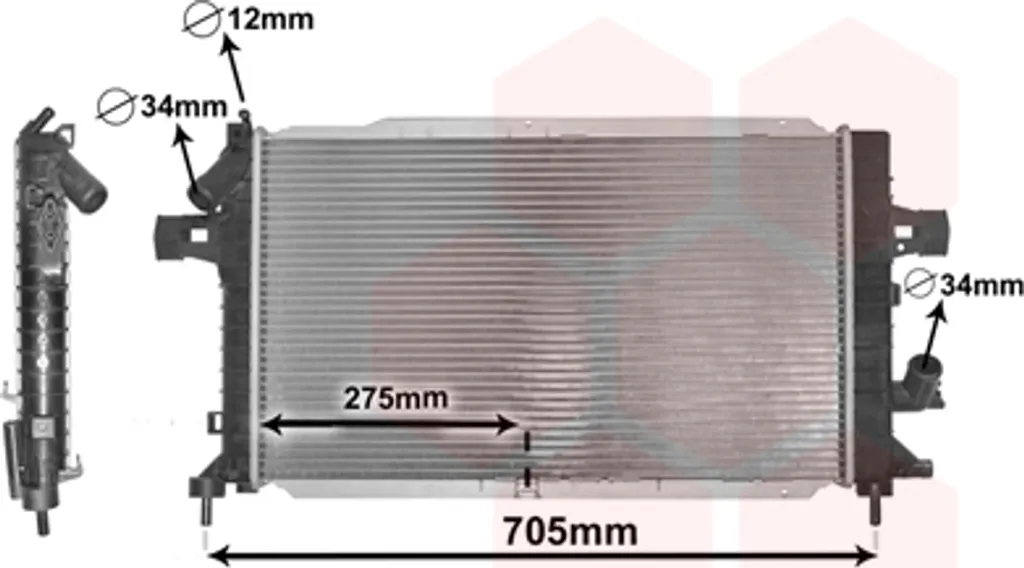 Radiateur 600x370x28 mm pour moteur 2.0 Turbo OPC et Diesel 1.3 1.7 1.9