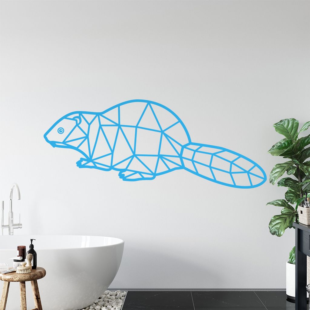 Biber Polygon Wandtattoo Wandaufkleber Wall Sticker - Dekoration, Küche, Wohnzimmer, Schlafzimmer, Badezimmer