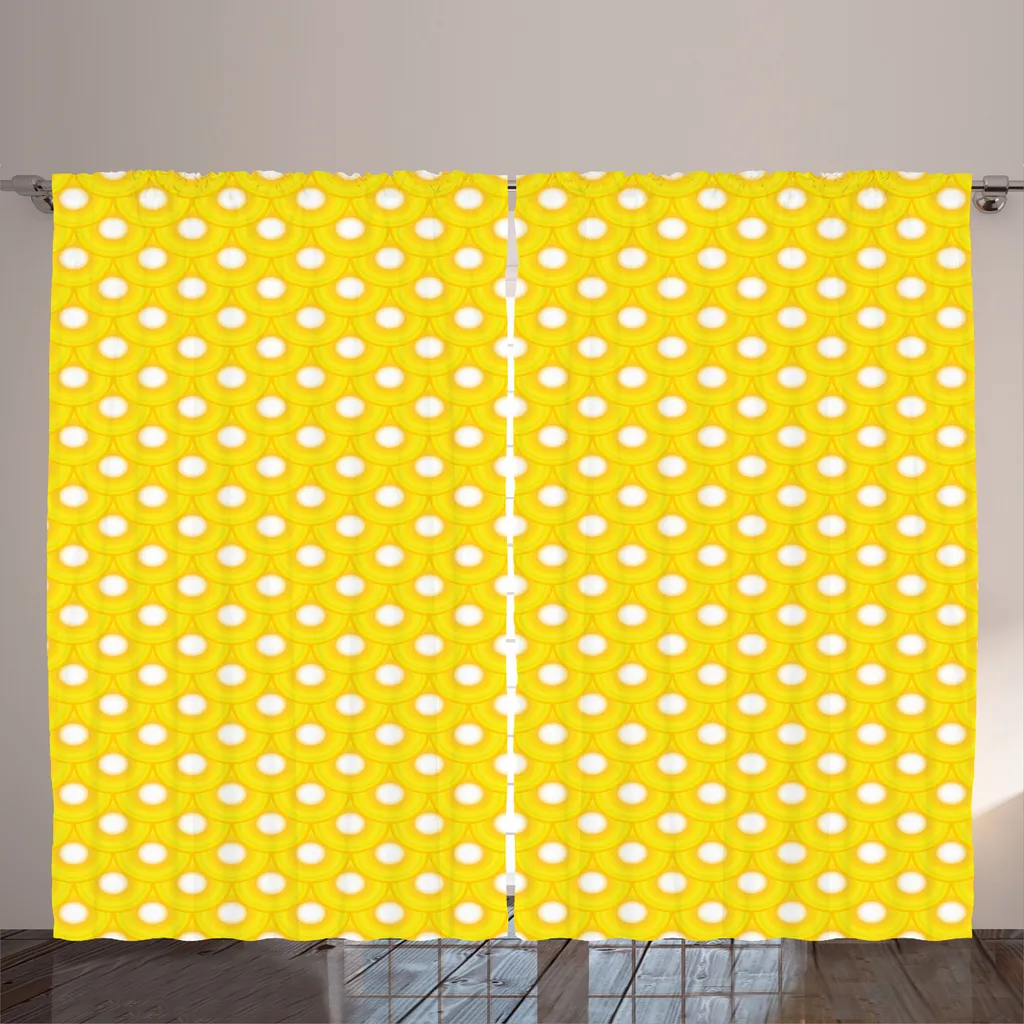 Rideau Jaune et Blanc Abstrait 280x225 cm avec Attaches Universelles