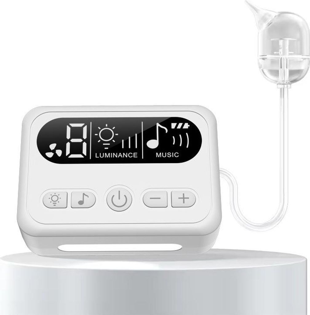 Elektrischer Baby Nasensauger mit 9 Saugstufen, LED Nachtlicht & Schlaflieder, 3 Silikonaufsätze, Inklusive Pinzette, USB-C, Weiß